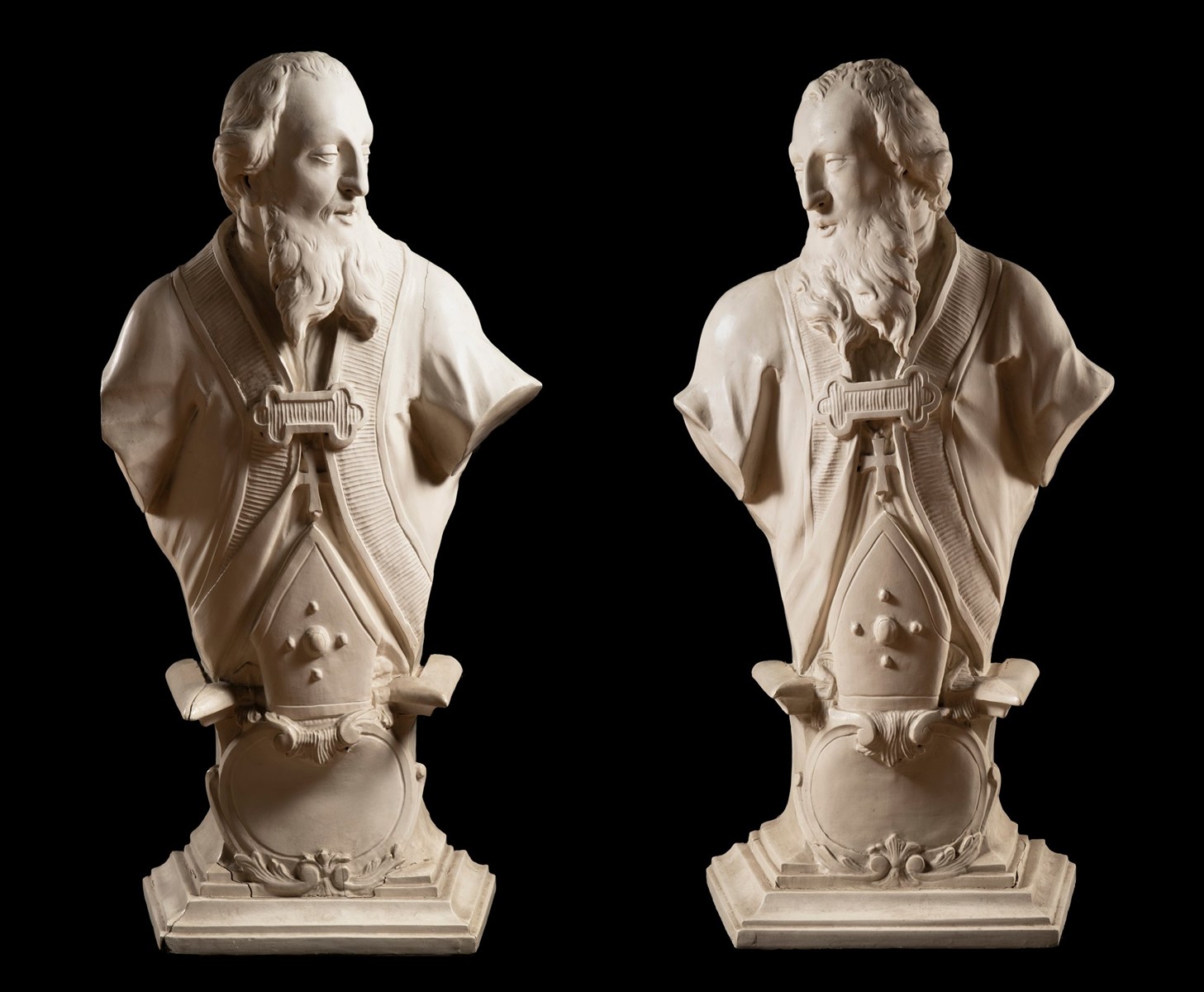 IGNÁC FRANTIŠEK PLATZER (ATTRIBUTED) 1717 - 1787 - PÁROVÉ BUSTY CÍRKEVNÍCH HODNOSTÁŘŮ