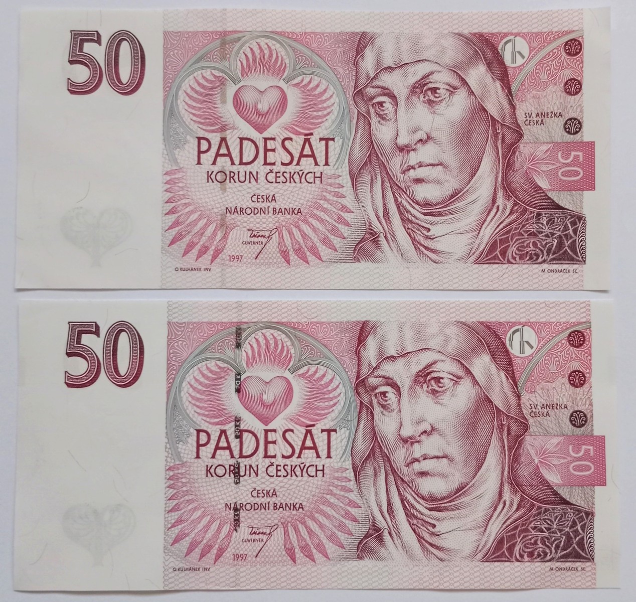 Bankovka konvolut 2x 50 Korun českých 1997