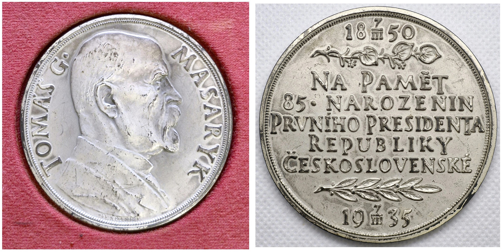 Velká pamětní stříbrná medaile T. G. MASARYK původní etue 1935