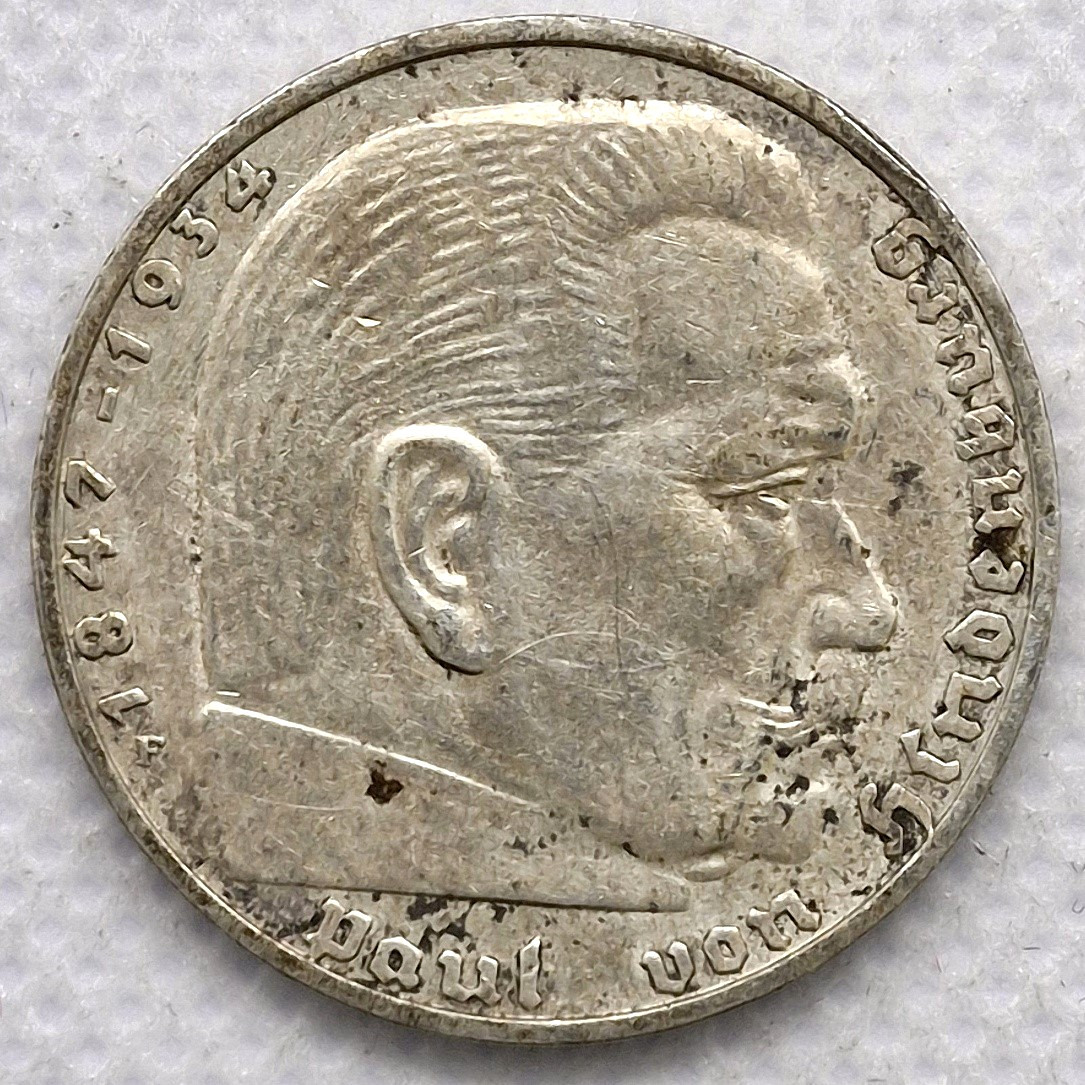 Stříbrná mince 2 marka 1939 F