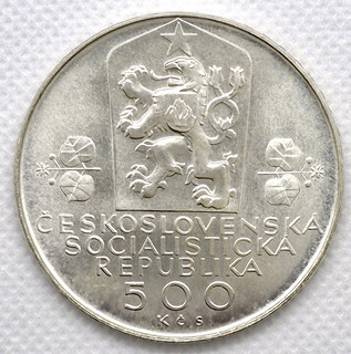 Stříbrná mince 500 Kčs ČESKOSLOVENSKÁ FEDERACE