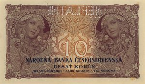 Bankovka NEPLATNÉ 10 KORUN ČESKOSLOVENSKO 1927