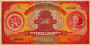 Bankovka SPECIMEN 500 KORUN ČESKOSLOVENSKO 1929