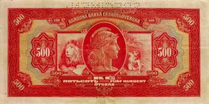 Bankovka SPECIMEN 500 KORUN ČESKOSLOVENSKO 1929