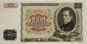 Bankovka SPECIMEN 1000 KORUN ČESKOSLOVENSKO 1934