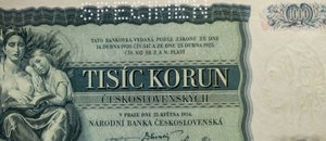 Bankovka SPECIMEN 1000 KORUN ČESKOSLOVENSKO 1934