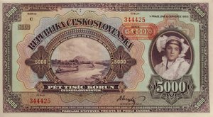 Bankovka SPECIMEN 5000 KORUN ČESKOSLOVENSKÝCH 1920
