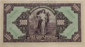 Bankovka SPECIMEN 5000 KORUN ČESKOSLOVENSKÝCH 1920