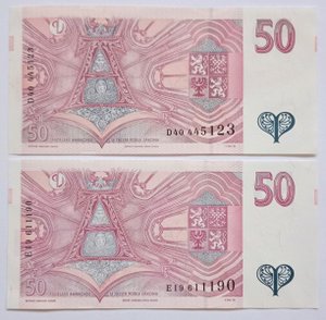 Bankovka konvolut 2x 50 Korun českých 1997