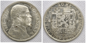 Stříbrná mince 20 Kč TOMÁŠ G. MASARYK 1937