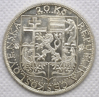 Stříbrná mince 20 Kč TOMÁŠ G. MASARYK 1937