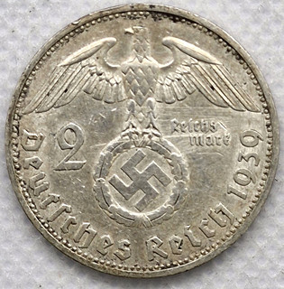 Stříbrná mince 2 marka 1939 F