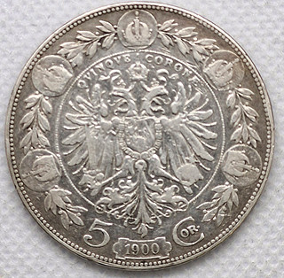 Stříbrná mince 5 koruna Franz Joseph I. 1900