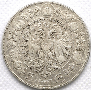 Stříbrná mince 5 koruna Franz Joseph I. 1900