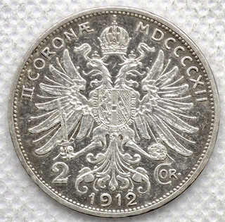 Stříbrná mince 2 corona koruna 1912