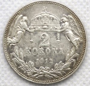 Stříbrná mince 2 korona koruna 1912