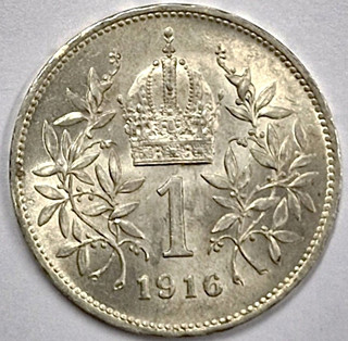 KONVOLUT 2x stříbrná mince 1 koruna 1916