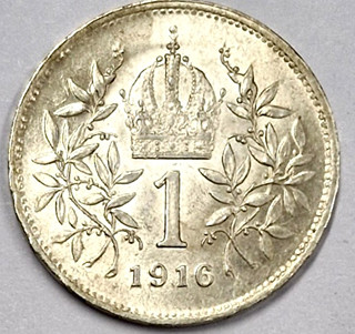 KONVOLUT 2x stříbrná mince 1 koruna 1916