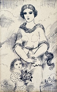 Linka Procházková, 1884 - 1960 - Matka s dítětem
