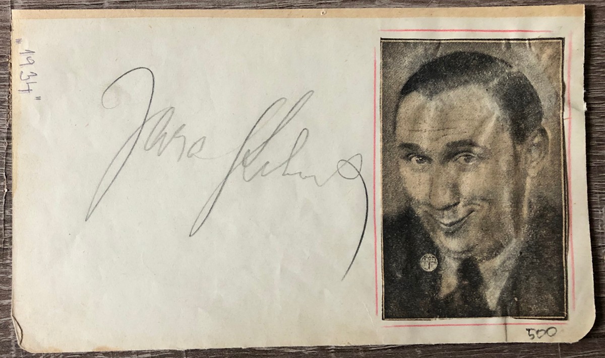 Štercl Jaroslav, podpis na kartičce s podobenkou