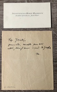 Majerová Marie - Rukopis na vizitce a lístku s monogramem