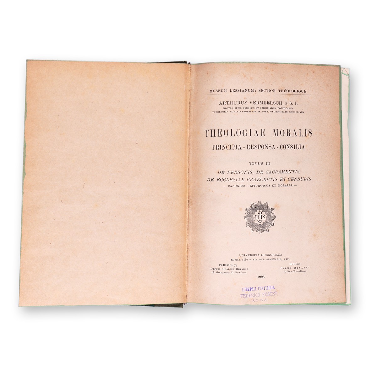 VERMEERSCH, Arthurus (1858-1936): Theologiae moralis principia III.