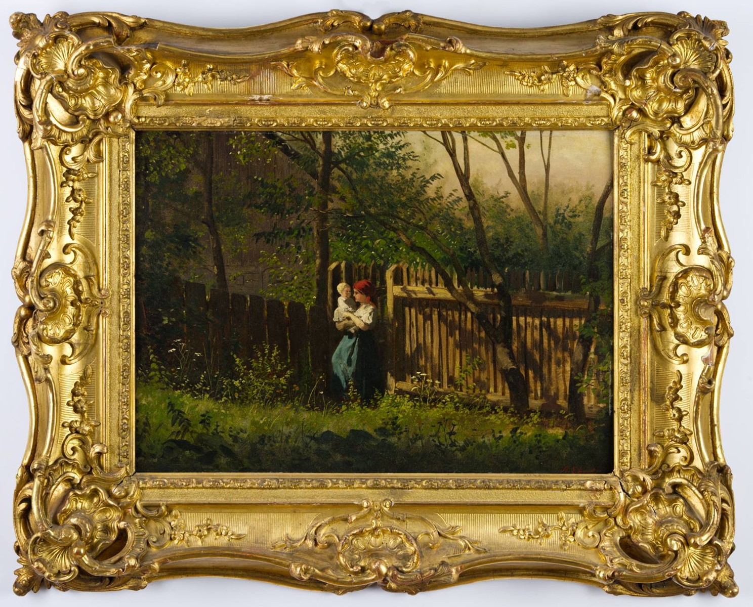 Antonín Ebert (1835 - 1896) - DĚVČE U PLOTU