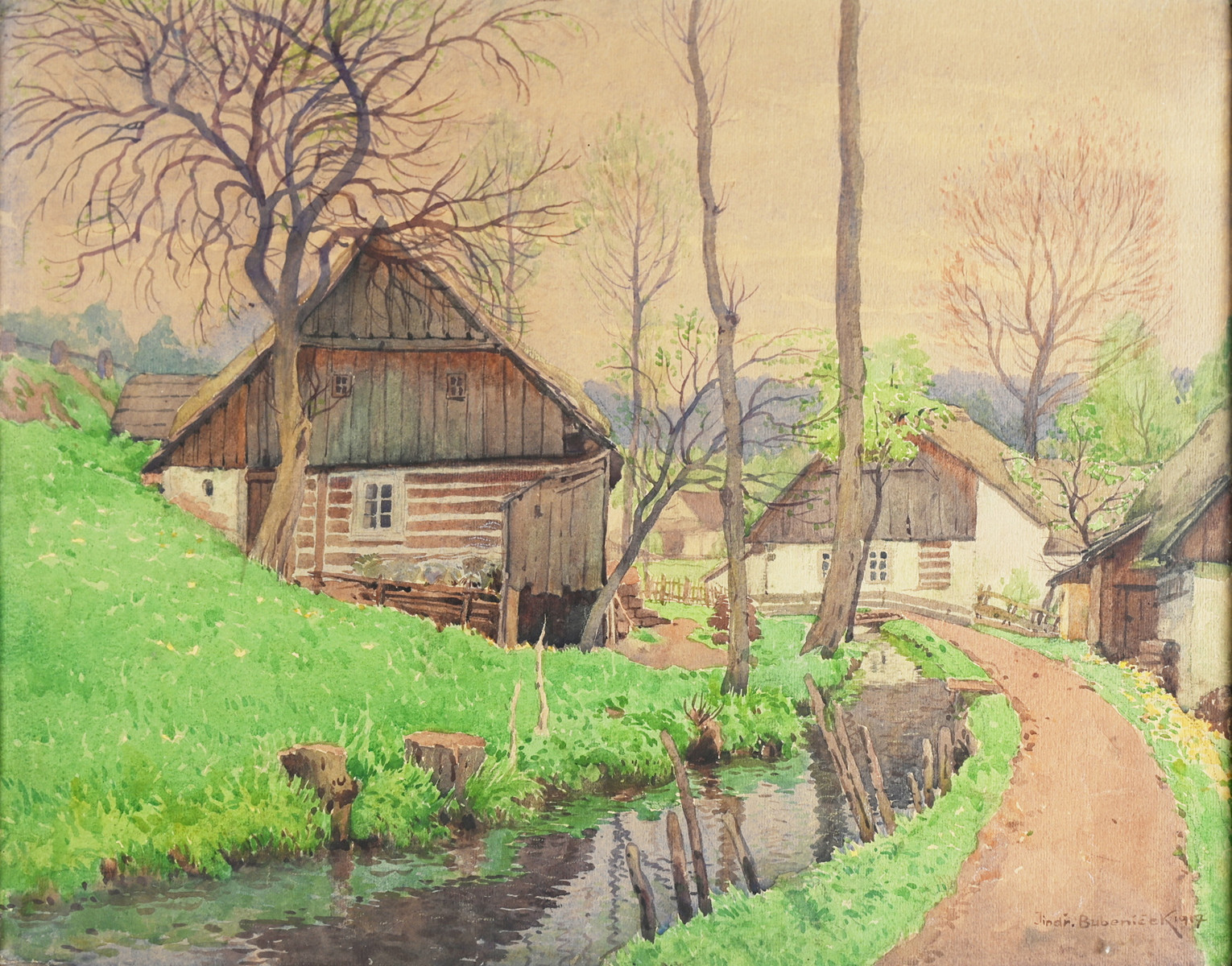 Jindřich Bubeníček (1856-1935) - Chaloupka u potoka