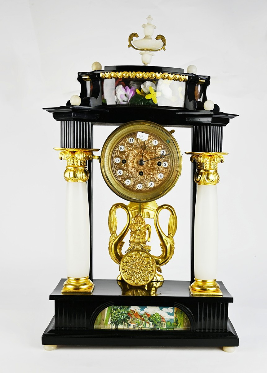 Dvousloupkové biedermeier hodiny se 1/4 chodem