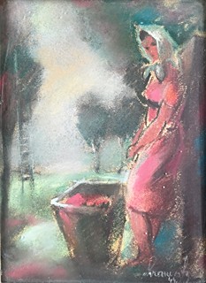 Cyril Chramosta (1908 - 1990) - Dívka v červených šatech