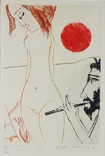 Ota Janeček  (1919-1996) - Dívka a faun