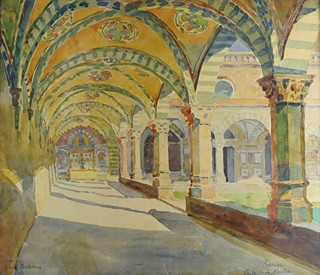 Anna Roškotová (1883-1967) - Nádvoří v kláštěře Santa Maria Novella ve Florencii