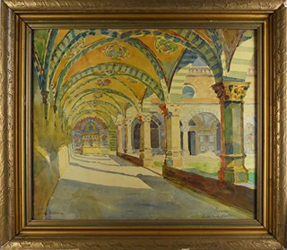 Anna Roškotová (1883-1967) - Nádvoří v kláštěře Santa Maria Novella ve Florencii