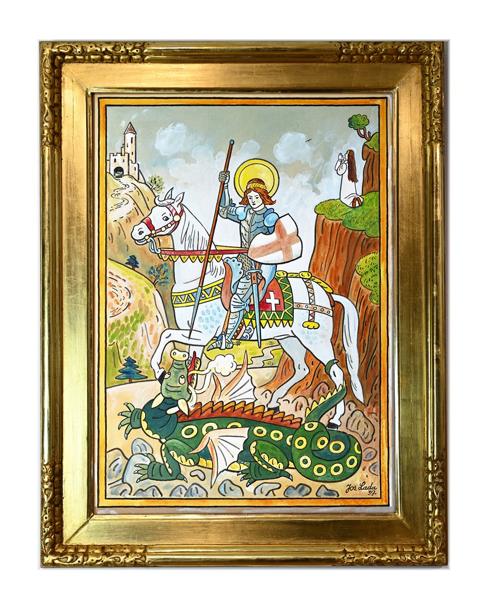 Josef Lada (1887 - 1957) - Sv. Jiří bojuje s drakem