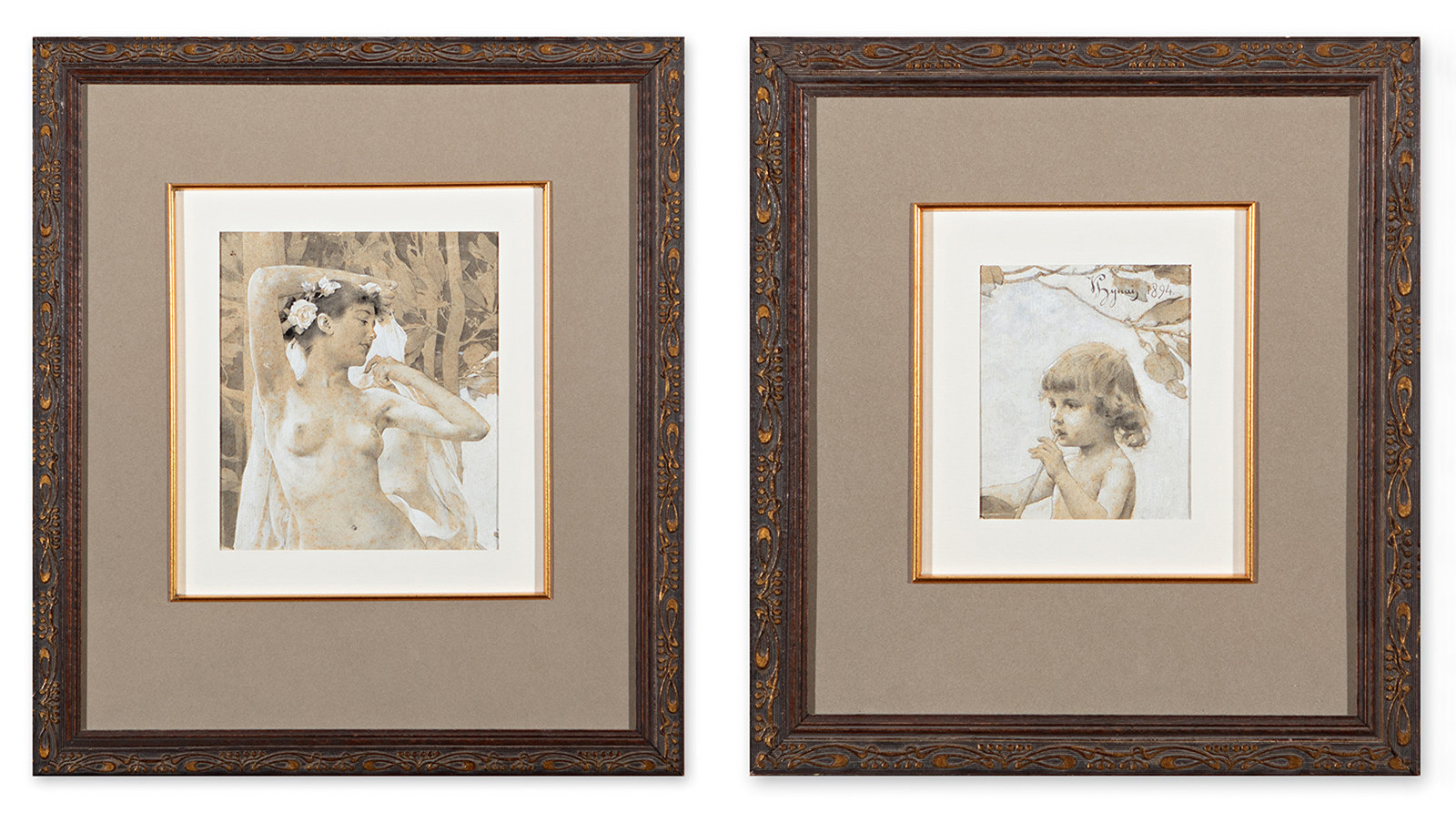 Two studies for the cover of the magazine "Die Kunst für Alle" year 1895/1896