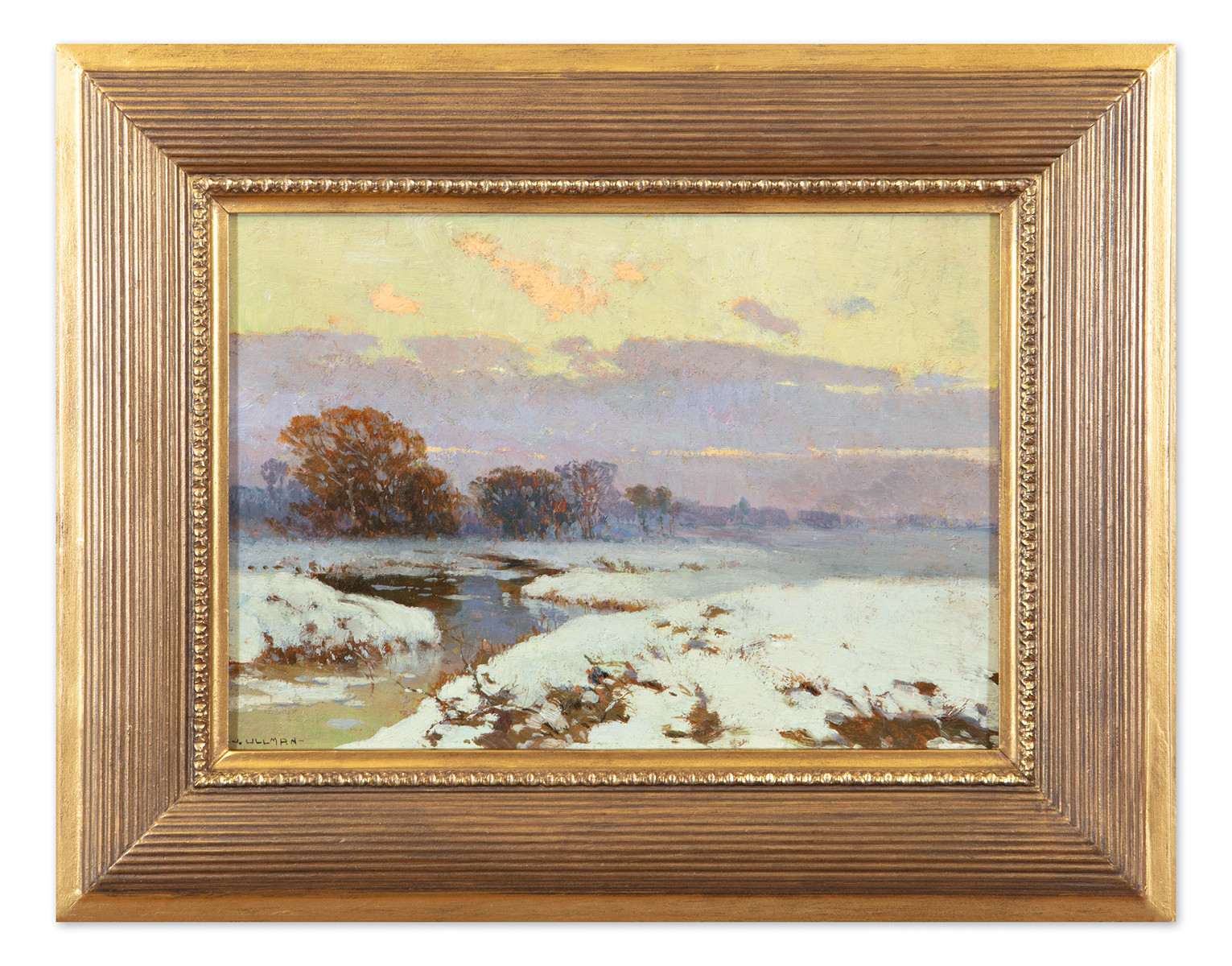 Winter twilight by the river