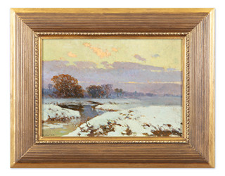 Winter twilight by the river