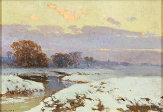 Winter twilight by the river