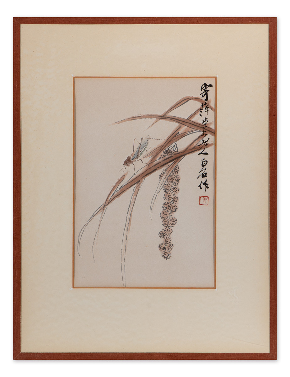 Qi Baishi (1864 - 1927) - Kobylka na rýžovém listu