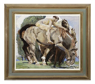 Ludvík Vacátko (1873 - 1956) - Mužský akt s koňmi