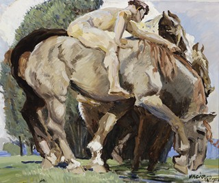 Ludvík Vacátko (1873 - 1956) - Mužský akt s koňmi