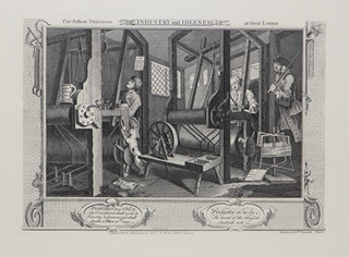 William Hogarth (1697 - 1764) - The Fellow 'Prentices at their Looms: Industry and Idleness, plate 1