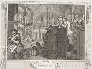 William Hogarth (1697 - 1764) - The Industrious 'Prentice Performing the Duty of a Christian (Industry and Idleness, plate 2)