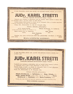 Kondolence k úmrtí Dr. Karla Strettiho a korespondence členů lože Národ