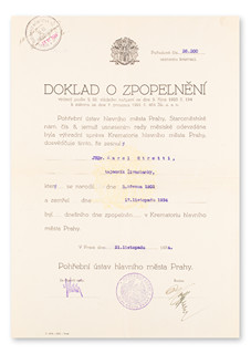 Kondolence k úmrtí Dr. Karla Strettiho a korespondence členů lože Národ