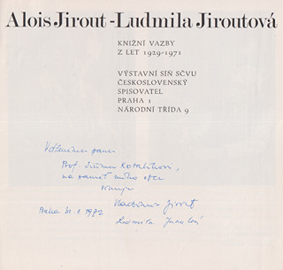Alois Jirout (1899 - 1960) - Alois Jirout - Ludmila Jiroutová Knižní vazby z let 1929 - 1971