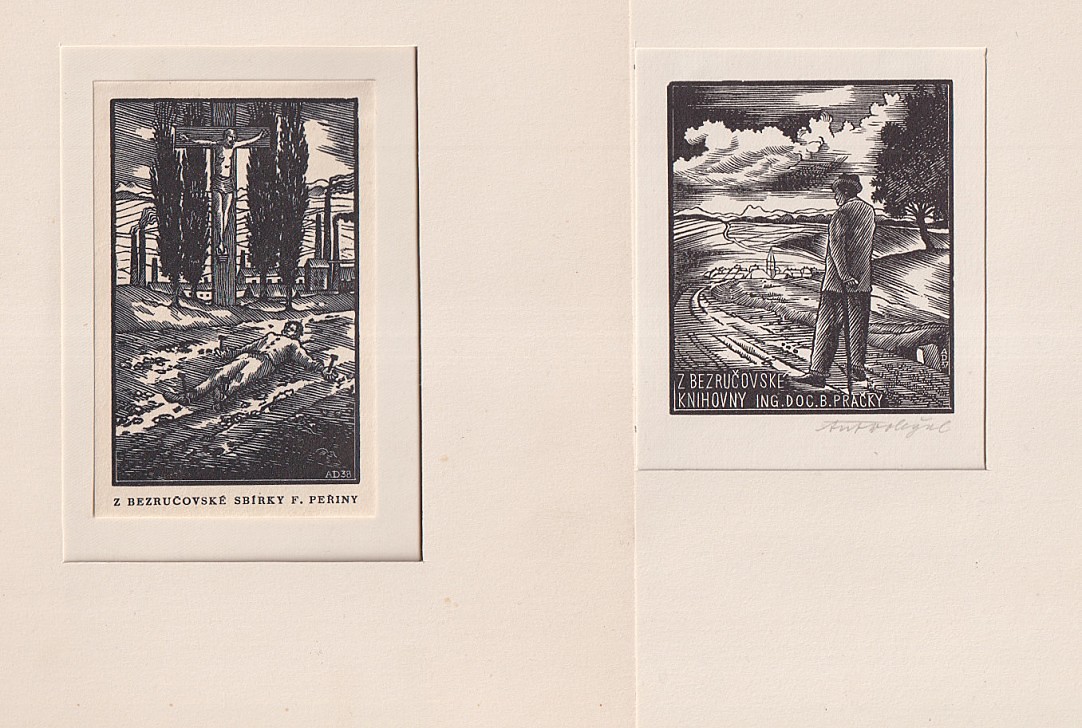 Antonín Doležal (1900 - 1968) - Exlibris B. Pračky, Exlibris F. Peřiny
