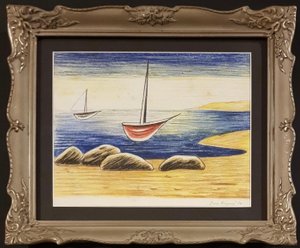 Jan Zrzavý (1890 - 1977) - Dvě loďky a čtyři balvany