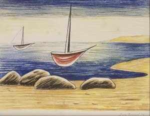 Jan Zrzavý (1890 - 1977) - Dvě loďky a čtyři balvany