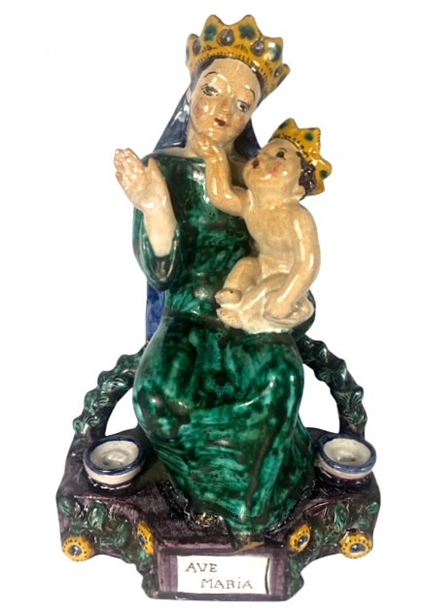 Jaroslav Úředníček (1874 - 1951) - Figurální svícen Madona s dítětem- Tupesy